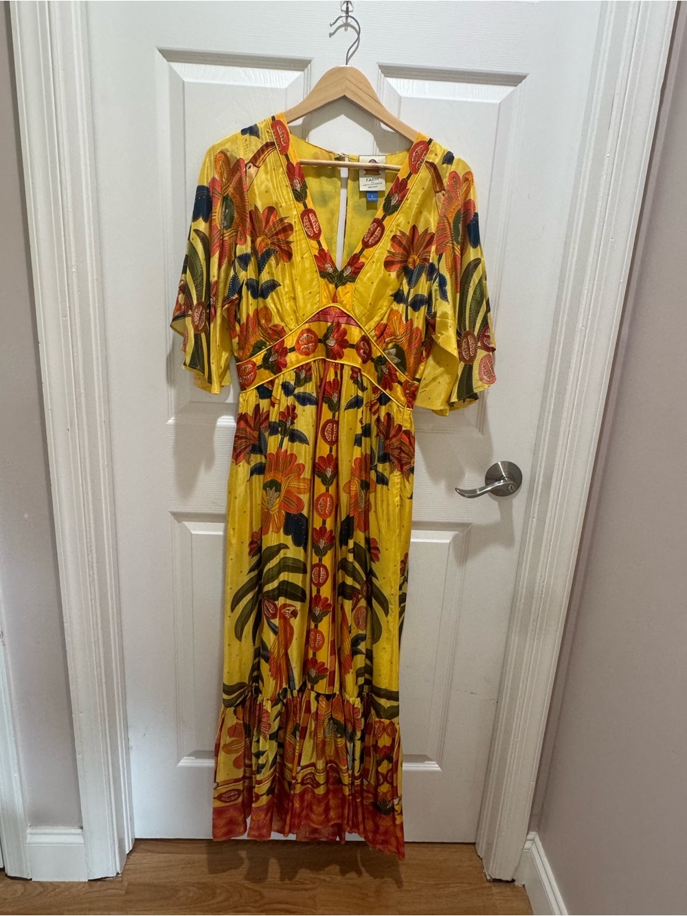 Farm Rio Printed V-Neck Ruffle-Hem Dress - Picture 3 of 7